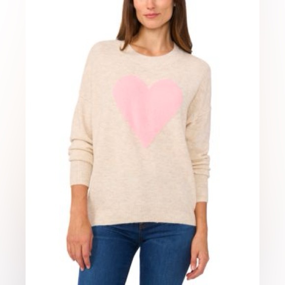 CeCe Cream Sweater with Pink Heart M - Picture 1 of 8